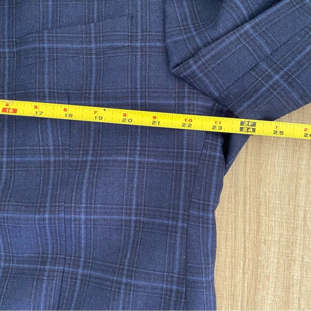 Ralph Lauren Men's Navy Windowpane Wool Blend Blazer Jacket 46R Business Casual - Picture 13 of 16